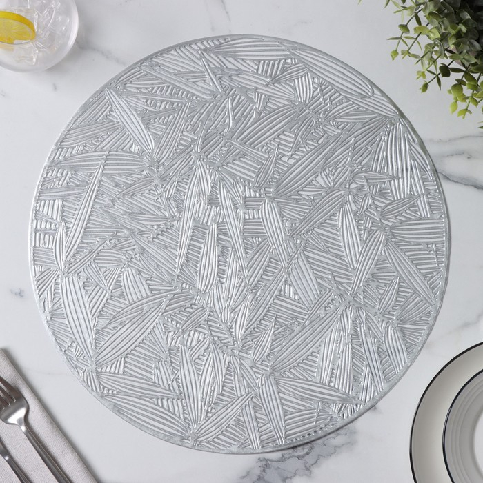 Салфетки сервировочные на стол Доляна «Листья», d=38 см, 4 шт, цвет серебряный Салфетки сервировочные на стол Доляна «Листья», d=38 см, 4 шт, цвет серебряный