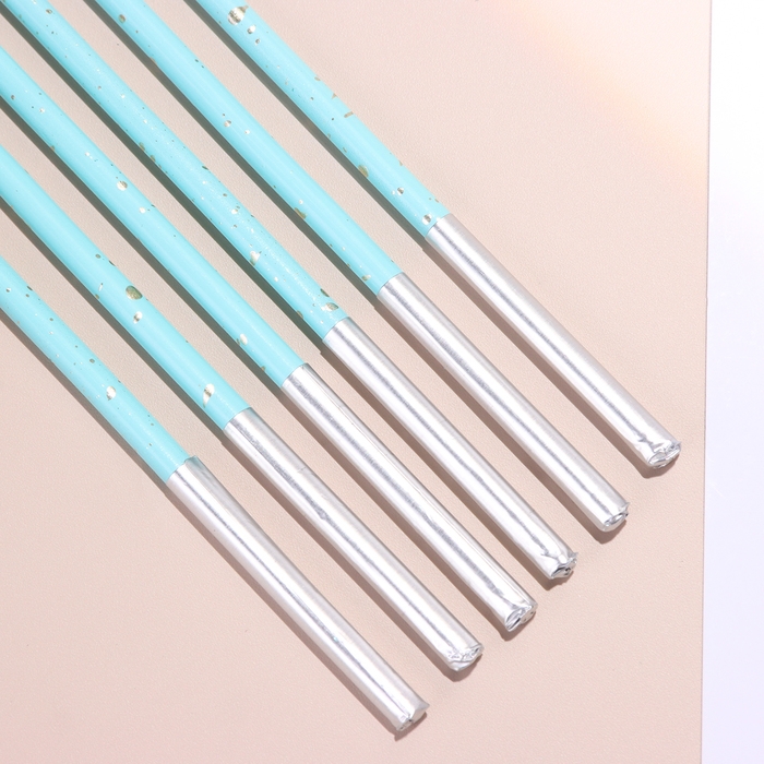 Набор свечей в торт, 6 штук "Исполнение желаний", 15 см, голубой