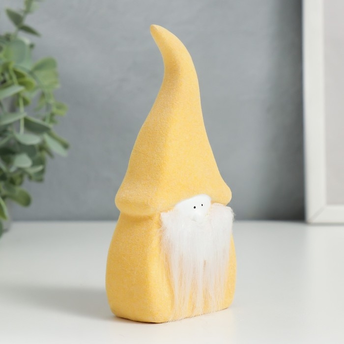 Сувенир керамика  Сувенир керамика "Пухлый гном" жёлтый флок 12,2х2,9х5,7 см