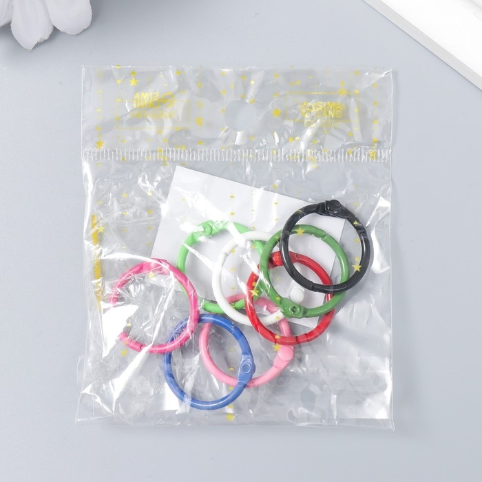 Кольцо для творчества (для фотоальбомов) Кольцо для творчества (для фотоальбомов) "Цвет" МИКС внутр. d= 2 см внешн. d=2,4 см набор 8 шт 91494