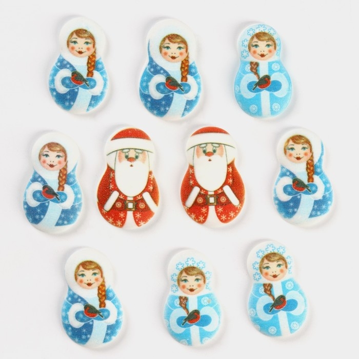 Новый год! Посыпка медальоны сахарная с картинкой микс: &laquo;Дед Мороз и Снегурочка&raquo;, для декора капкейков, торта, напитков, 20 гр