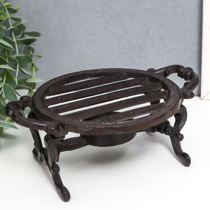 Подставка для греющей свечи на 1 свечу чугун Подставка для греющей свечи на 1 свечу чугун "Полоски" с ручками 7х18х13 см