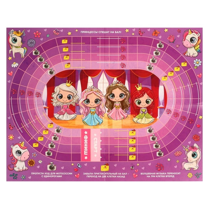 Настольная игра «Веселые ходилки» 4 в 1, для девочек Настольная игра «Веселые ходилки» 4 в 1, для девочек