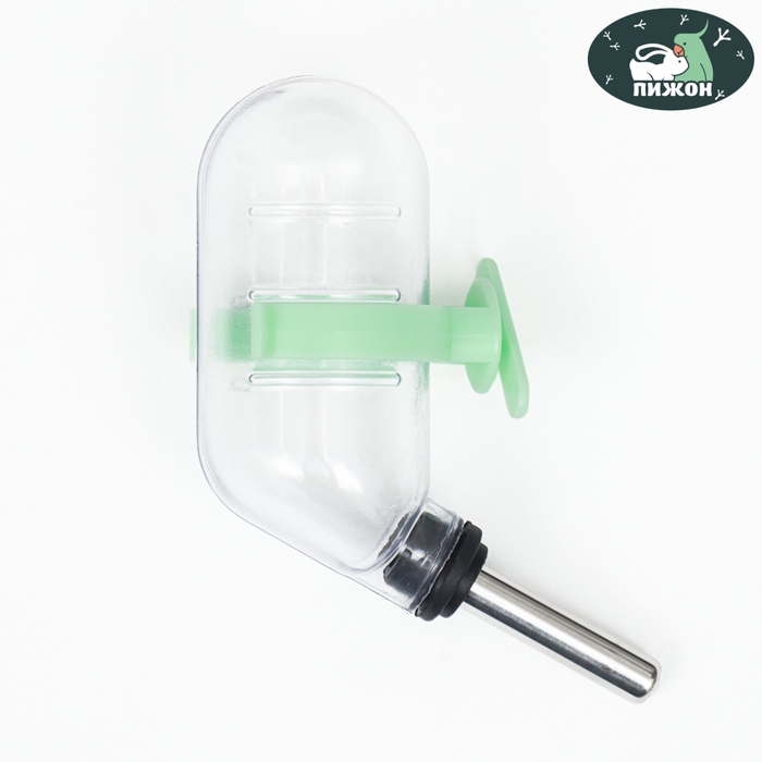 Поилка для грызунов с металлическим носиком, 60 мл, прозрачная с зелёным крплением Поилка для грызунов с металлическим носиком, 60 мл, прозрачная с зелёным крплением