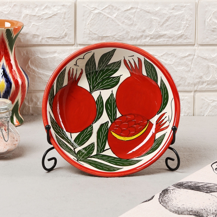 Тарелка Риштанская Керамика Тарелка Риштанская Керамика "Гранат", микс, глубокая, 20 см