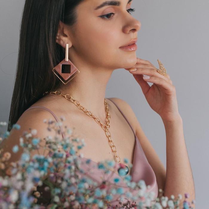 Серьги ассорти «Иллюзия», цвет пудровый в золоте Серьги ассорти «Иллюзия», цвет пудровый в золоте