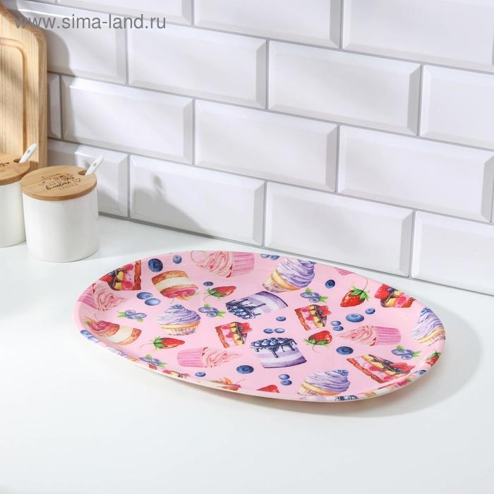 Поднос пластиковый «Сладости», 38×28×2,5 см, цвет МИКС Поднос пластиковый «Сладости», 38×28×2,5 см, цвет МИКС