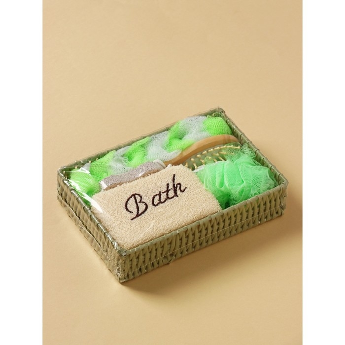 Набор банный Доляна, 5 предметов (3 мочалки, расческа, пемза), цвет МИКС Набор банный Доляна, 5 предметов (3 мочалки, расческа, пемза), цвет МИКС