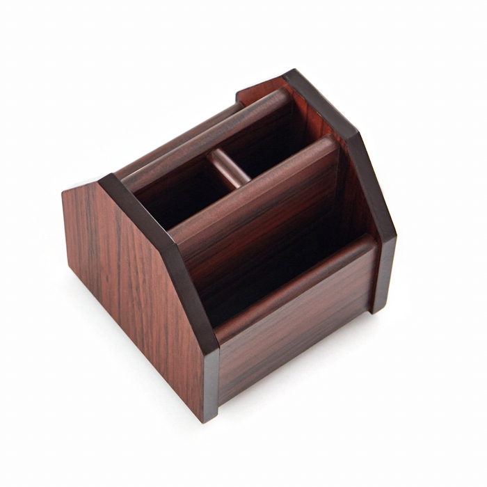 Органайзер 4 секции, вращающийся, под красное дерево с лак. кантиками, 12х12х12 см, микс