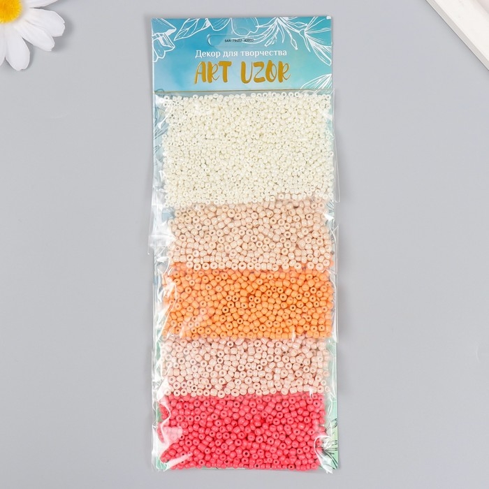 Бисер круглый 8/0.12/0  Бисер круглый 8/0.12/0 "Нежная пастель" 5 цветов х 20 гр 20х8х0,7 см