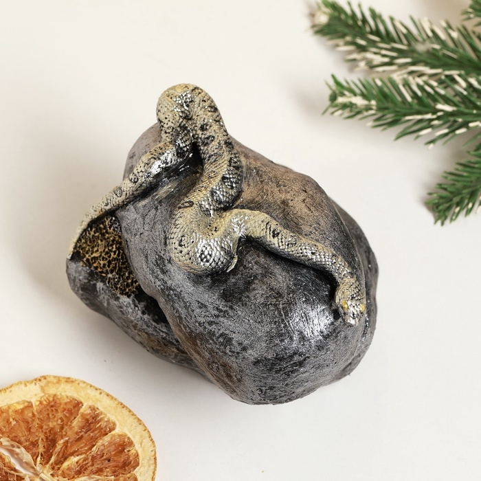 Новый год. Символ 2025. Фигура Новый год. Символ 2025. Фигура "Змея на камне" серебро, 8х11,5см