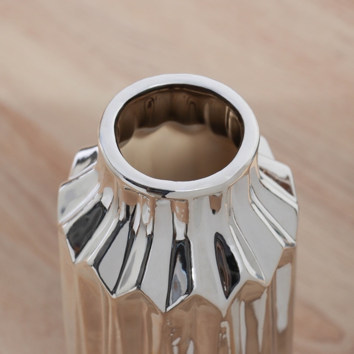 Ваза керамика настольная Ваза керамика настольная "Дарио" прямая, d-6 см, 22х9 см, серебро