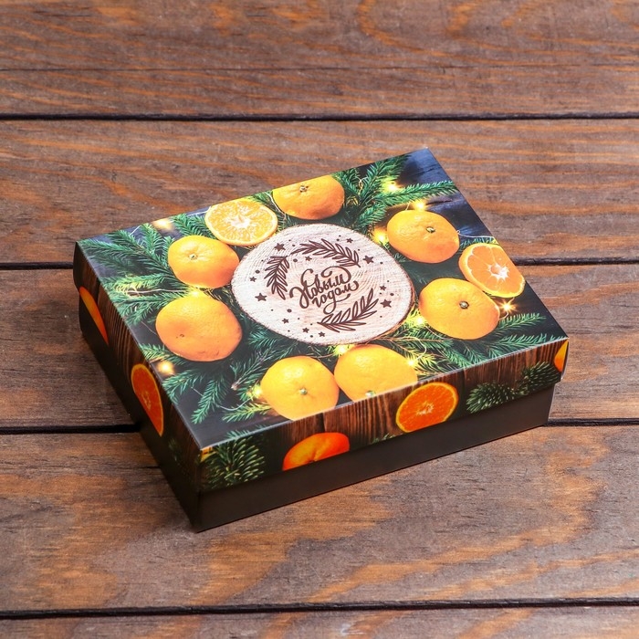 Новый год. Коробка подарочная новогодняя складная, Новый год. Коробка подарочная новогодняя складная, "С праздником", 16,5 х 12,5 х 5,2 см