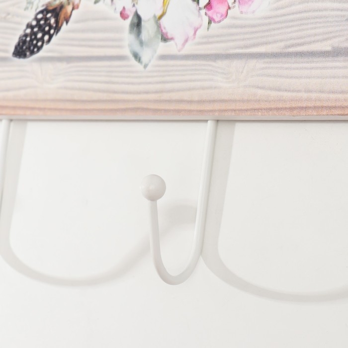 Крючки декоративные дерево Крючки декоративные дерево "Розы с перьями и бабочками" 5,5х39,5х23 см