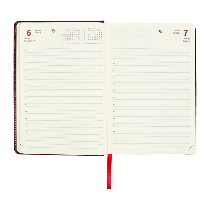 Ежедневник датированный 2024 A5 176 листов, deVENTE.Wild, твёрдая обложка из искусственной кожи, золотой срез, ляссе, кремовый блок 70 г/м2, бордовый