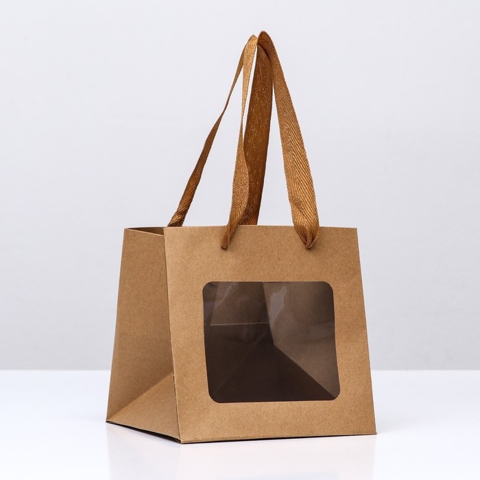 Пакет крафт с квадратным дном и окном 15 Х 15 Х 15 см Крафт, 1шт Пакет крафт с квадратным дном и окном 15 Х 15 Х 15 см Крафт, 1шт