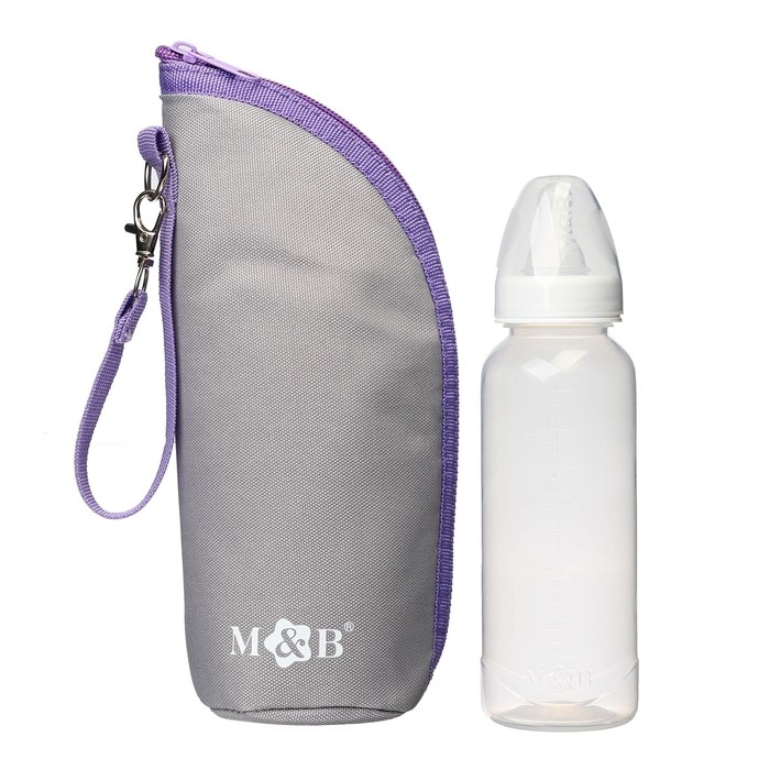 Термосумка для бутылочки M&B на молнии цвет серый/лаванда Термосумка для бутылочки M&B на молнии цвет серый/лаванда