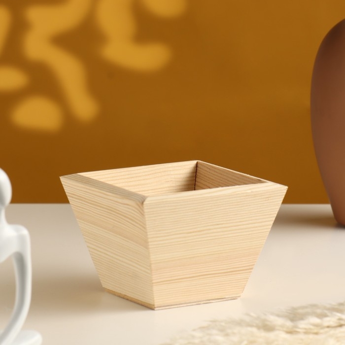 Кашпо деревянное 11×11×9.5 см  Кашпо деревянное 11×11×9.5 см "Раф", натуральный Дарим Красиво