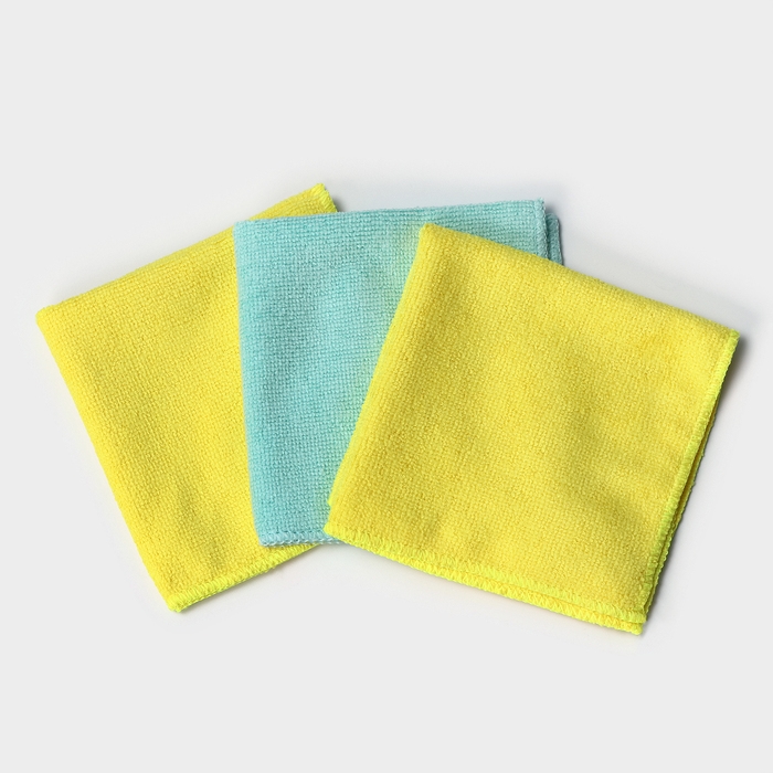 Салфетки универсальные Доляна, 220 г/м², 3 шт, 30×30 см, микрофибра, с оверлоком, цвет МИКС Салфетки универсальные Доляна, 220 г/м², 3 шт, 30×30 см, микрофибра, с оверлоком, цвет МИКС