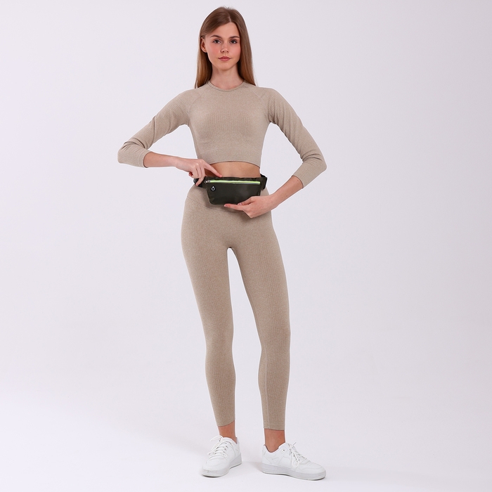 Поясная сумка на молнии, светоотражающие элементы, цвет хаки