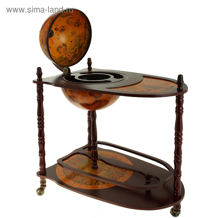 Глобус-бар декоративный, напольный, с двойными полочками 87х69х44 см Глобус-бар декоративный, напольный, с двойными полочками 87х69х44 см