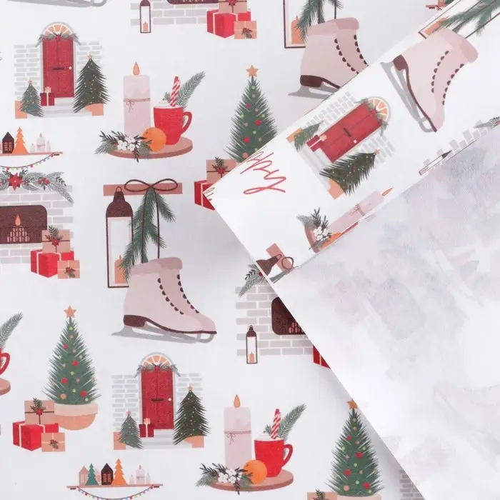 Бумага упаковочная крафтовая &laquo;Уютный Новый Год&raquo;, 50 &times; 70 см