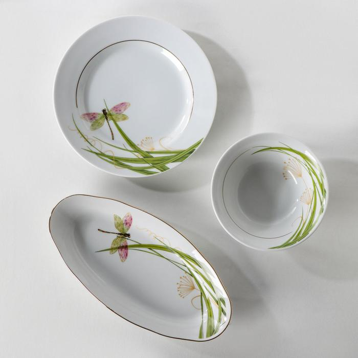 Сервиз столовый фарфоровый «Стрекоза», 37 предметов, 2 вида тарелок Сервиз столовый фарфоровый «Стрекоза», 37 предметов, 2 вида тарелок