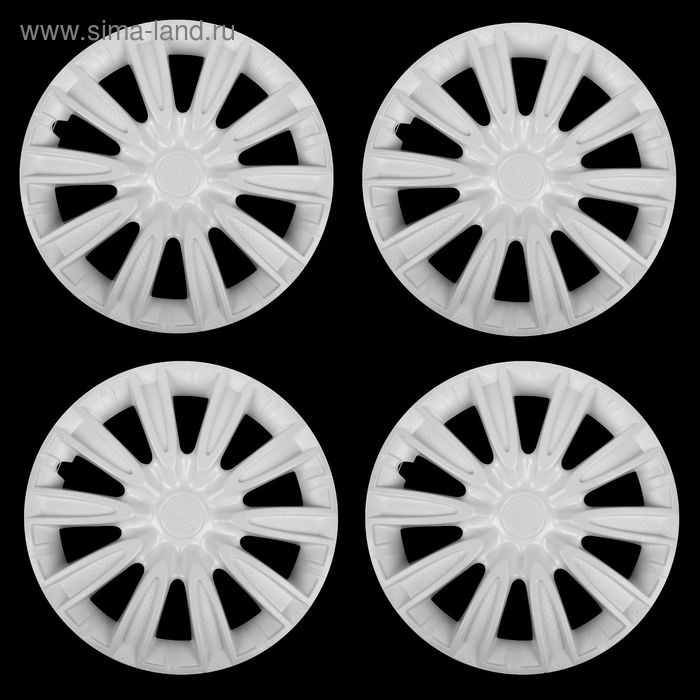 Колпаки колесные R16 Колпаки колесные R16 "ТОРНАДО", белый глянец карбон, набор 4 шт