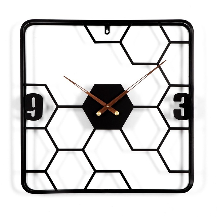 Часы настенные интерьерные большие, Лофт, Часы настенные интерьерные большие, Лофт, "Соты", бесшумные, 58 х 58 см