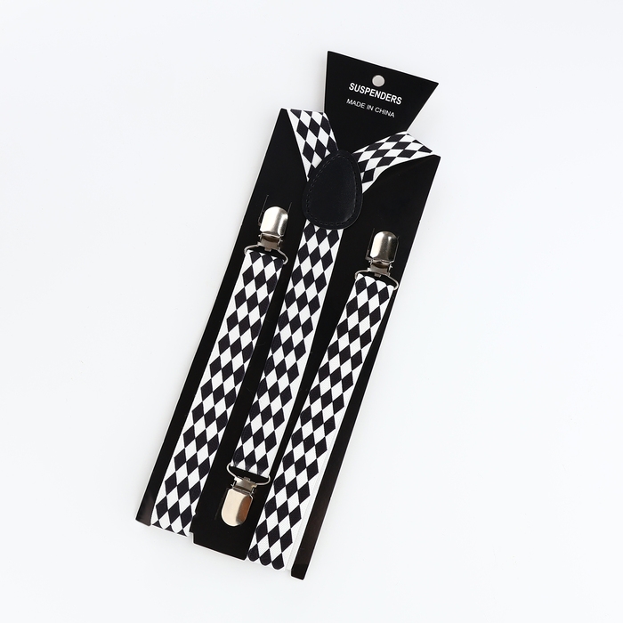 Подтяжки взрослые, ширина 2,5 см, цвет белый/чёрный Подтяжки взрослые, ширина 2,5 см, цвет белый/чёрный