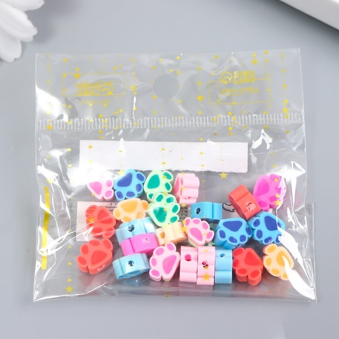 Бусины для творчества PVC Бусины для творчества PVC "Лапки" набор 25 шт 0,5х0,8х1 см