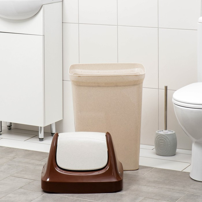 Контейнер для мусора «Свинг», 50 л, цвет бежевый мрамор Контейнер для мусора «Свинг», 50 л, цвет бежевый мрамор