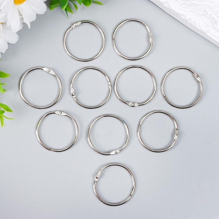 Кольца для творчества для фотоальбомов Кольца для творчества для фотоальбомов "Серебро" набор 10 шт внут. d=2,6 см, внеш. d=3 см
