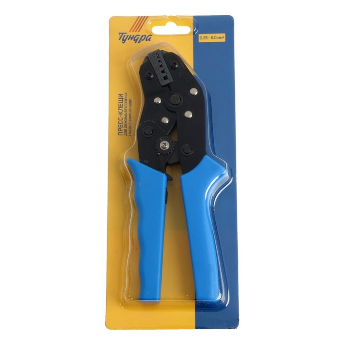 Пресс-клещи ТУНДРА, для обжима втулочных наконечников НШВИ, 0.25 - 6.0 мм2 Пресс-клещи ТУНДРА, для обжима втулочных наконечников НШВИ, 0.25 - 6.0 мм2
