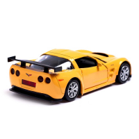 Машина металлическая CHEVROLET CORVETTE C6-R, 1:32, открываются двери, инерция, цвет жёлтый