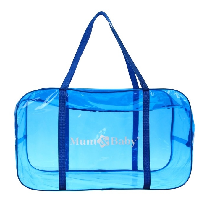Сумка в роддом, размер 30х50х25 см, цветной ПВХ, цвет прозрачный/голубой, Mum&Baby Сумка в роддом, размер 30х50х25 см, цветной ПВХ, цвет прозрачный/голубой, Mum&Baby