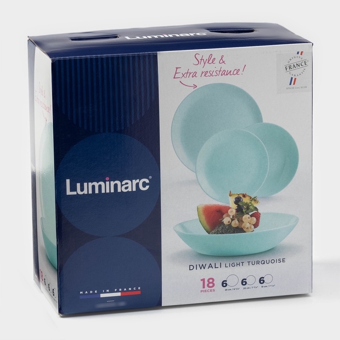Сервиз столовый Luminarc DIWALI TURQUOISE, d=25/20/19 см, стеклокерамика, бирюзовый Сервиз столовый Luminarc DIWALI TURQUOISE, d=25/20/19 см, стеклокерамика, бирюзовый