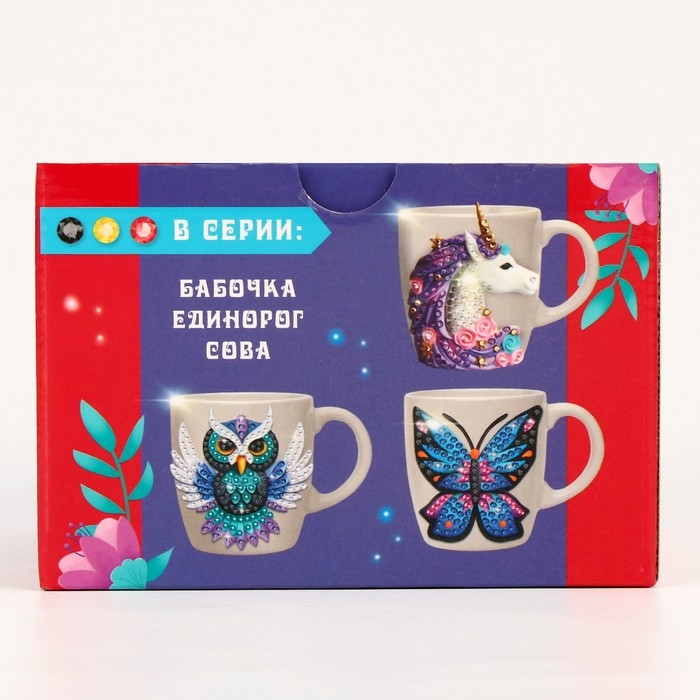 Набор для декора кружки полимерной глиной. Лепка на кружке «Красный цветок», со стразами Набор для декора кружки полимерной глиной. Лепка на кружке «Красный цветок», со стразами