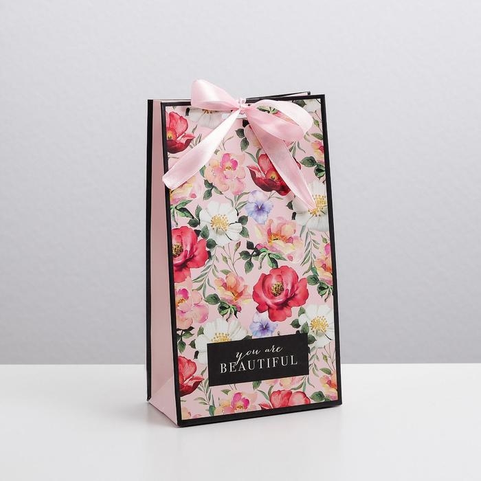 Пакет подарочный с лентой, упаковка, «You are beautiful», 13 х 23 х 7 см Пакет подарочный с лентой, упаковка, «You are beautiful», 13 х 23 х 7 см