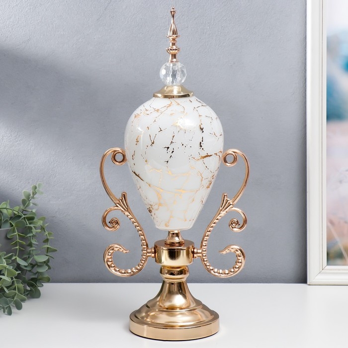 Сувенир интерьерный металл, стекло  Сувенир интерьерный металл, стекло "Изящный кубок" золото, кракелюр 49х12,5х24 см