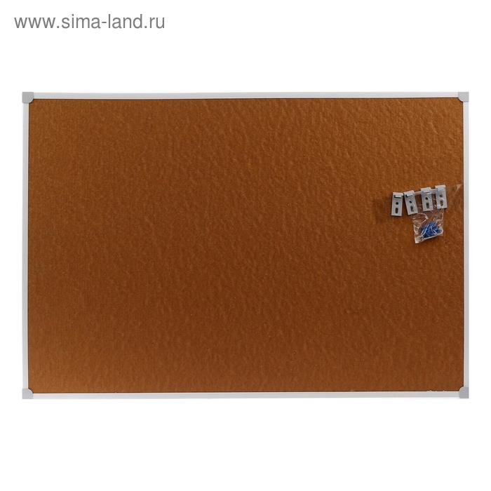 Доска пробковая 60х90 см, Calligrata, в ПВХ рамке белого цвета Доска пробковая 60х90 см, Calligrata, в ПВХ рамке белого цвета