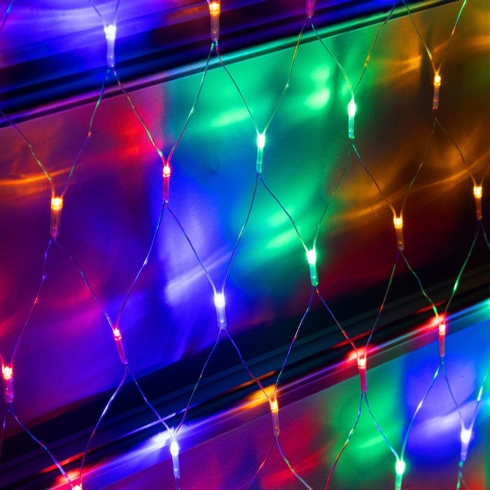 Гирлянда «Сеть-ёлка» 2 × 2 м, IP20, тёмная нить, 152 LED, свечение мульти, 8 режимов, 220 В Гирлянда «Сеть-ёлка» 2 × 2 м, IP20, тёмная нить, 152 LED, свечение мульти, 8 режимов, 220 В