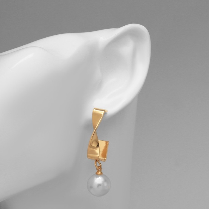 Серьги с жемчугом «Абстракция» завиток, цвет золото Серьги с жемчугом «Абстракция» завиток, цвет золото