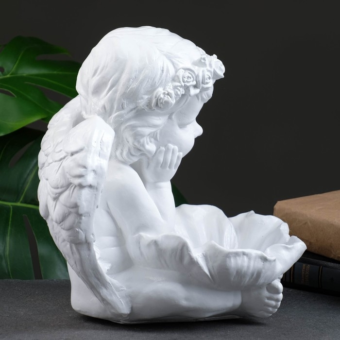 Фигура - подсвечник  Фигура - подсвечник "Ангел с кувшинкой" 23х23х27см белый