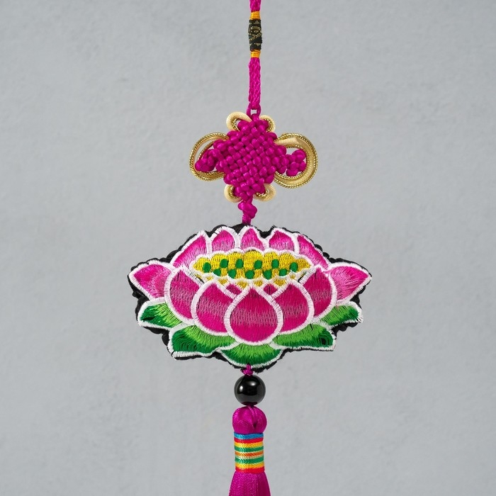 Подвеска текстиль Подвеска текстиль "Лотос" ярко-розовая 2х10х29 см