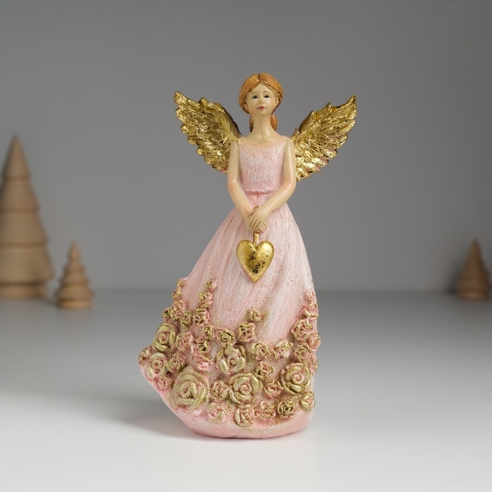 Сувенир полистоун Сувенир полистоун "Ангел с розами на платье" МИКС 7,5х5х14 см