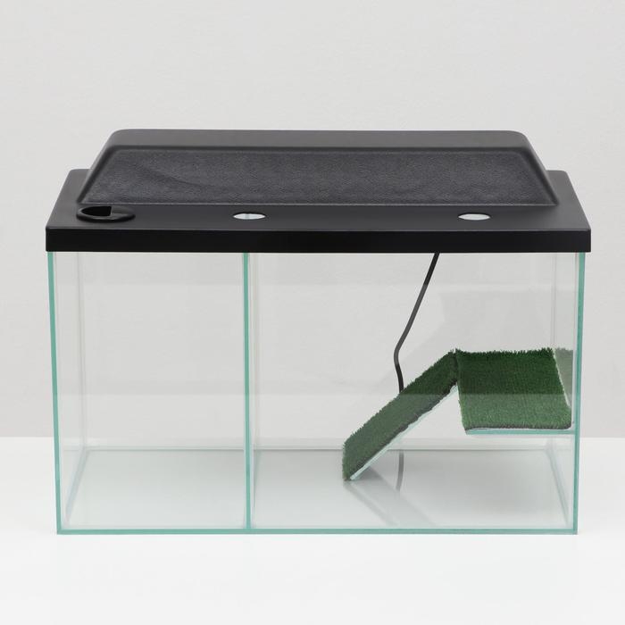 Аквариум - террариум с крышкой и мостиком, 35 литров, 50 x 25 x 30 см, черный Аквариум - террариум с крышкой и мостиком, 35 литров, 50 x 25 x 30 см, черный