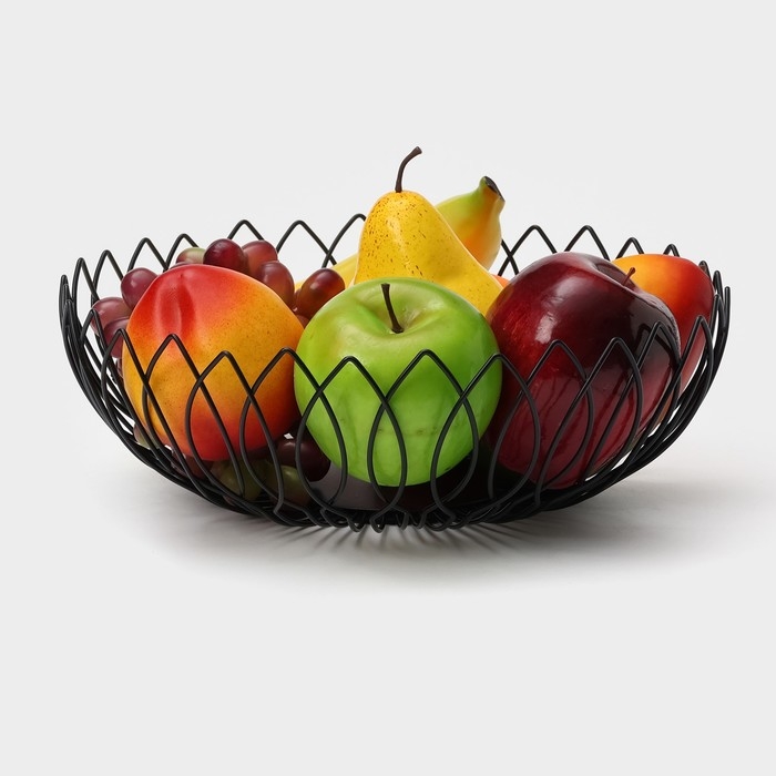 Фруктовница Доляна «Маргаритка», 27×27×9 см, цвет чёрный Фруктовница Доляна «Маргаритка», 27×27×9 см, цвет чёрный