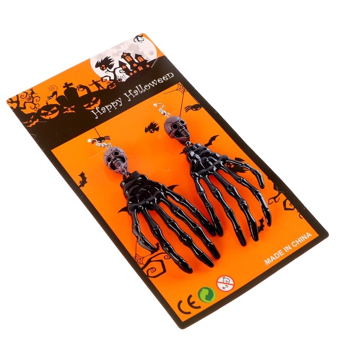 Карнавальные серьги «Скелет», цвета МИКС Карнавальные серьги «Скелет», цвета МИКС