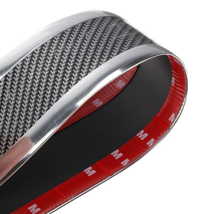 Защитная накладка на порог авто, под карбон с хром полосой, самоклеящаяся, 7х250 см Защитная накладка на порог авто, под карбон с хром полосой, самоклеящаяся, 7х250 см